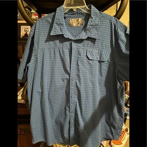 Realtree button up, blue white white stripes. Xxl size an like new